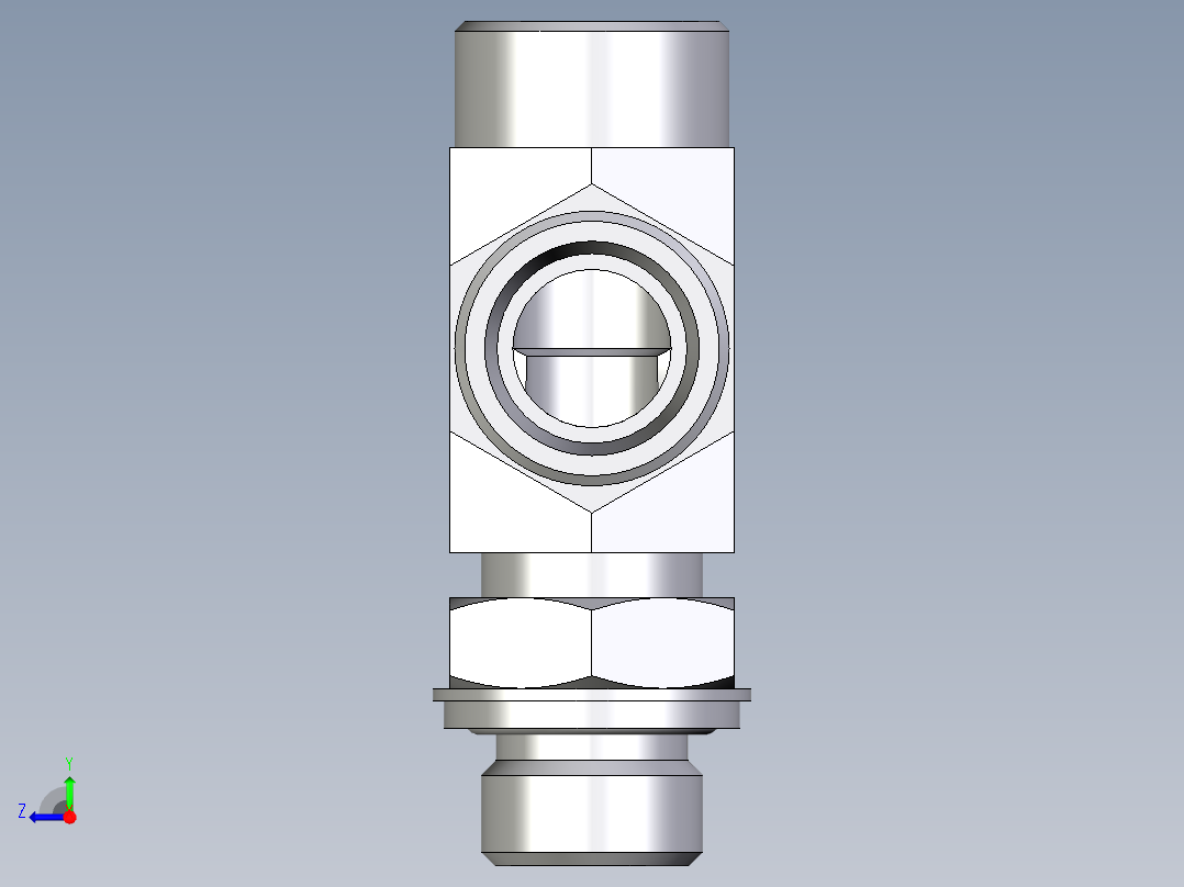 卡套式工业通用硬管接头EO_Adjustable_locknut_run_tee_LEE18LROMDCF右视图