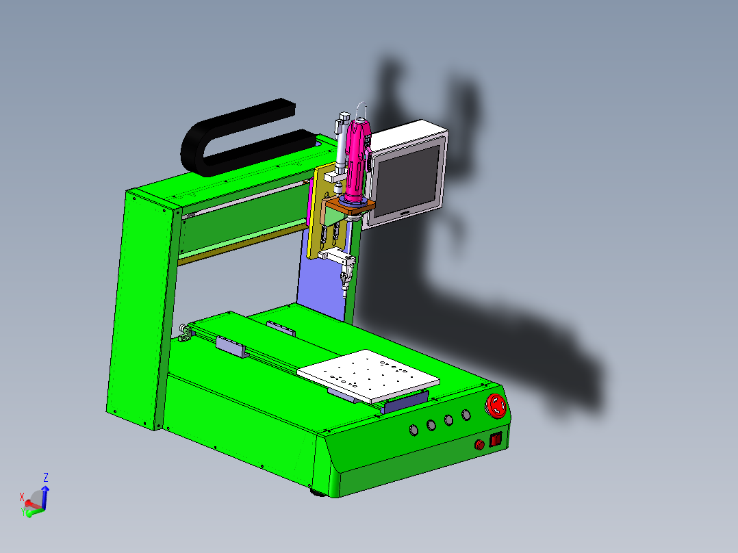 XYZ平台三轴螺丝机主视图