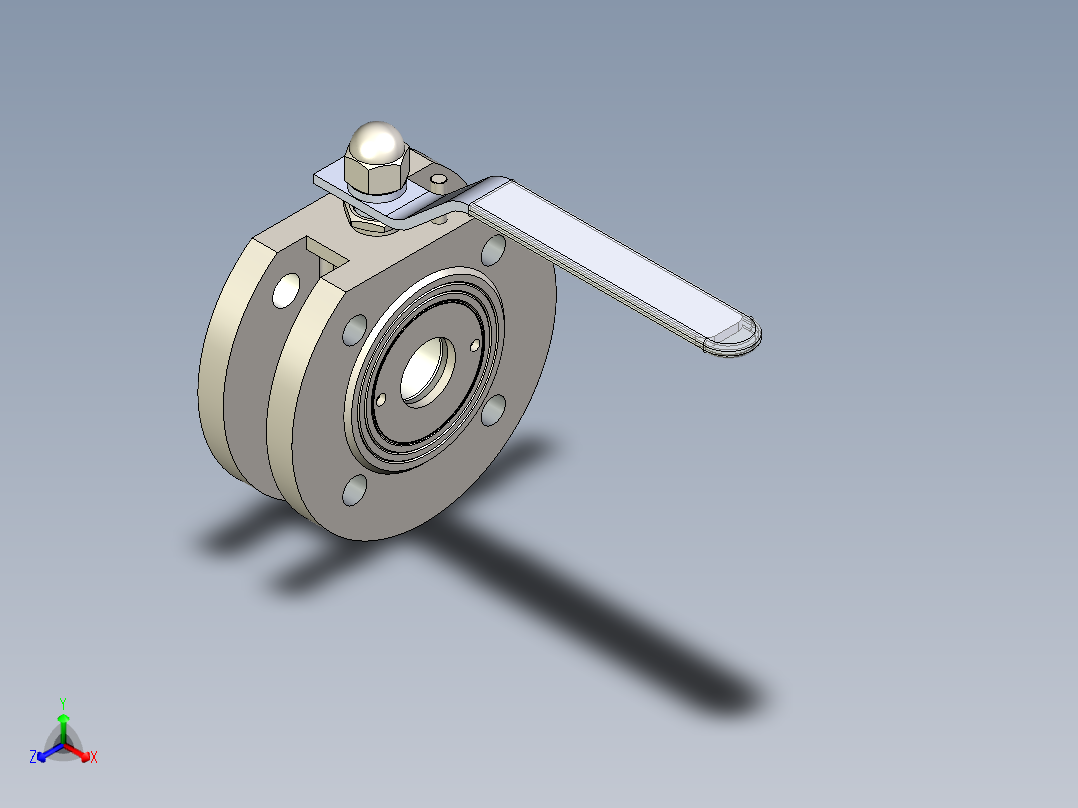 管道手动球阀-水管开关阀-手动阀门DN32手动对夹球阀主视图