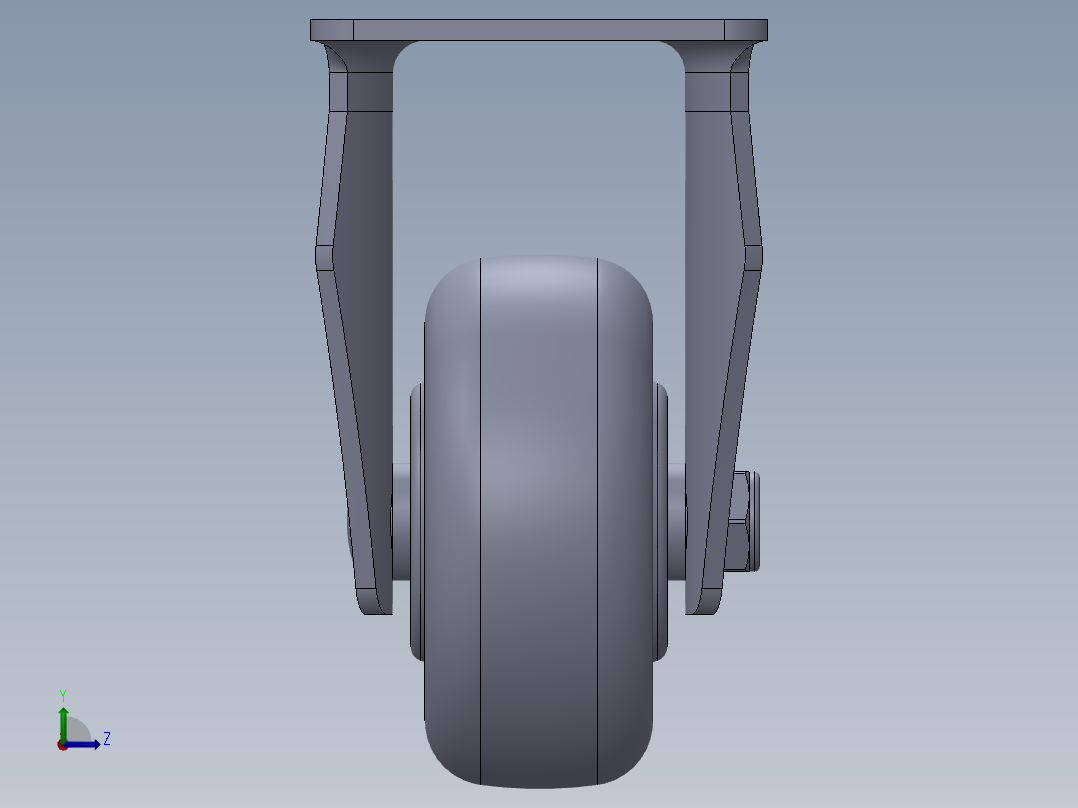 标准脚轮-WH-5003-76 3in RIGID PLATE MOUNTING H=108 45x75mm pitch左视图