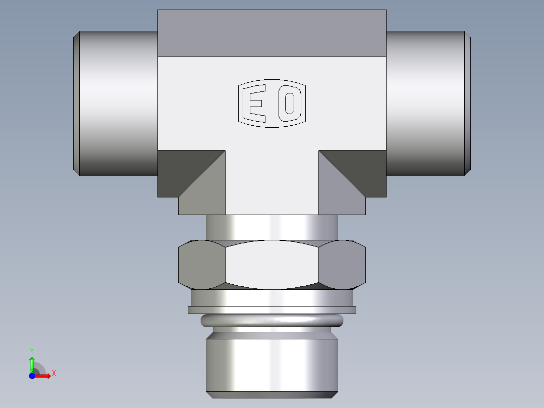 卡套式工业通用硬管接头EO_Adjustable_locknut_branch_tee_TEE16SMOROMDCF前视图