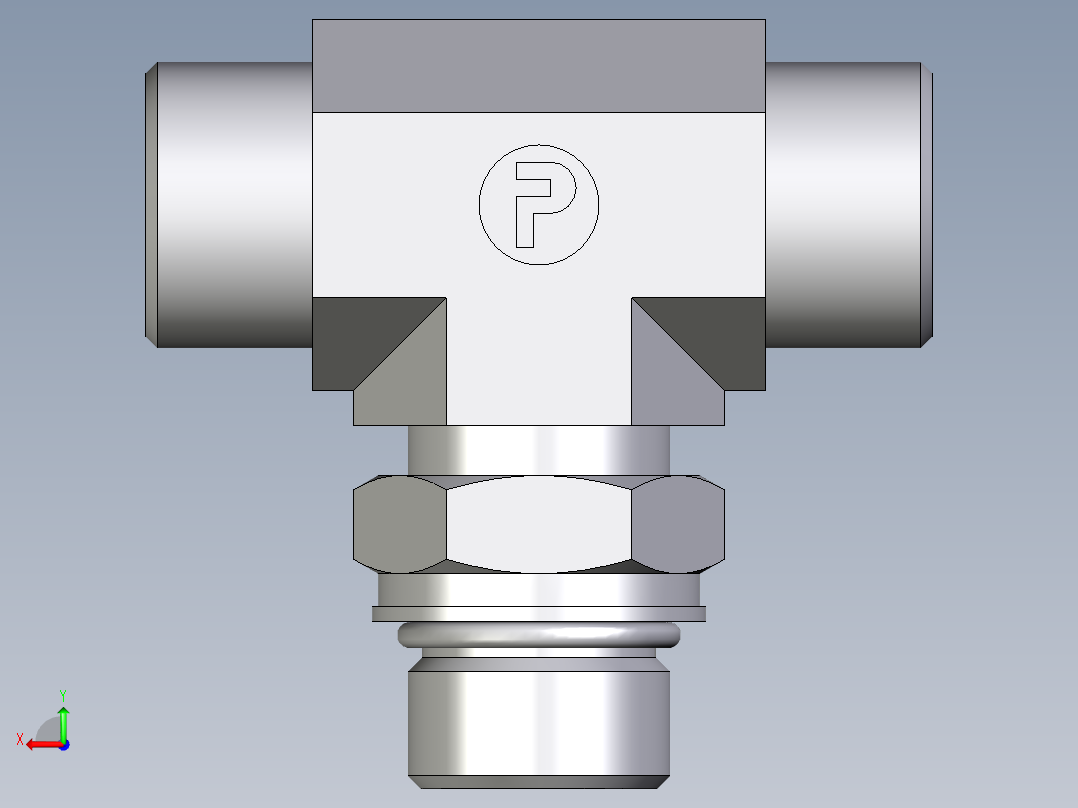 卡套式工业通用硬管接头EO_Adjustable_locknut_branch_tee_TEE16SMOROMDCF后视图