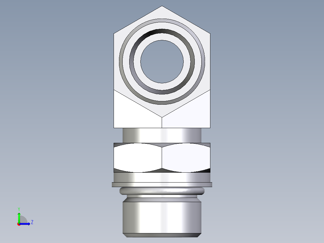 卡套式工业通用硬管接头EO_Adjustable_locknut_branch_tee_TEE16SMOROMDCF左视图