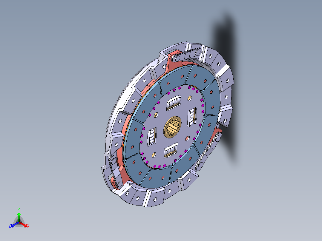 膜片弹簧离合器模型-CATIA离合器装配图三维==235618==60suerxue正等轴测图