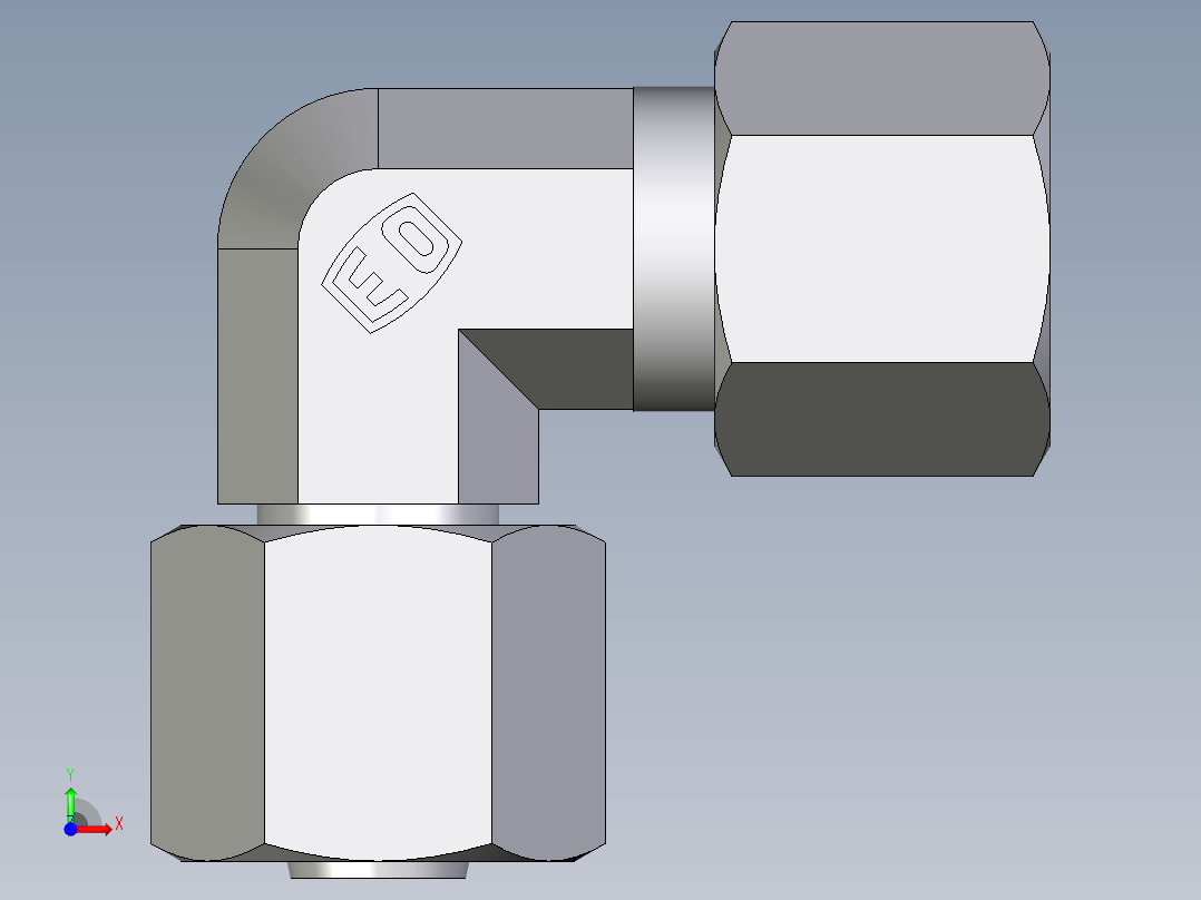 卡套式工业通用硬管接头EO_Swivel_nut_elbow_EW08ZLCF前视图