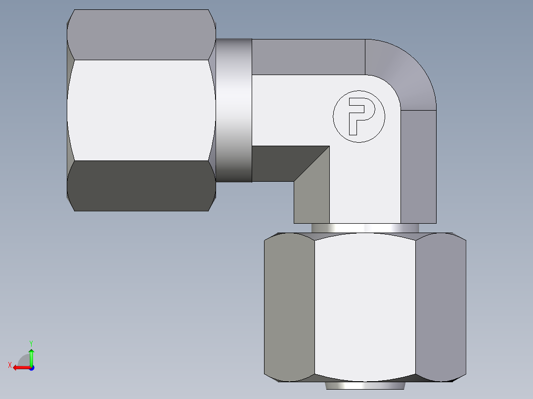 卡套式工业通用硬管接头EO_Swivel_nut_elbow_EW08ZLCF后视图