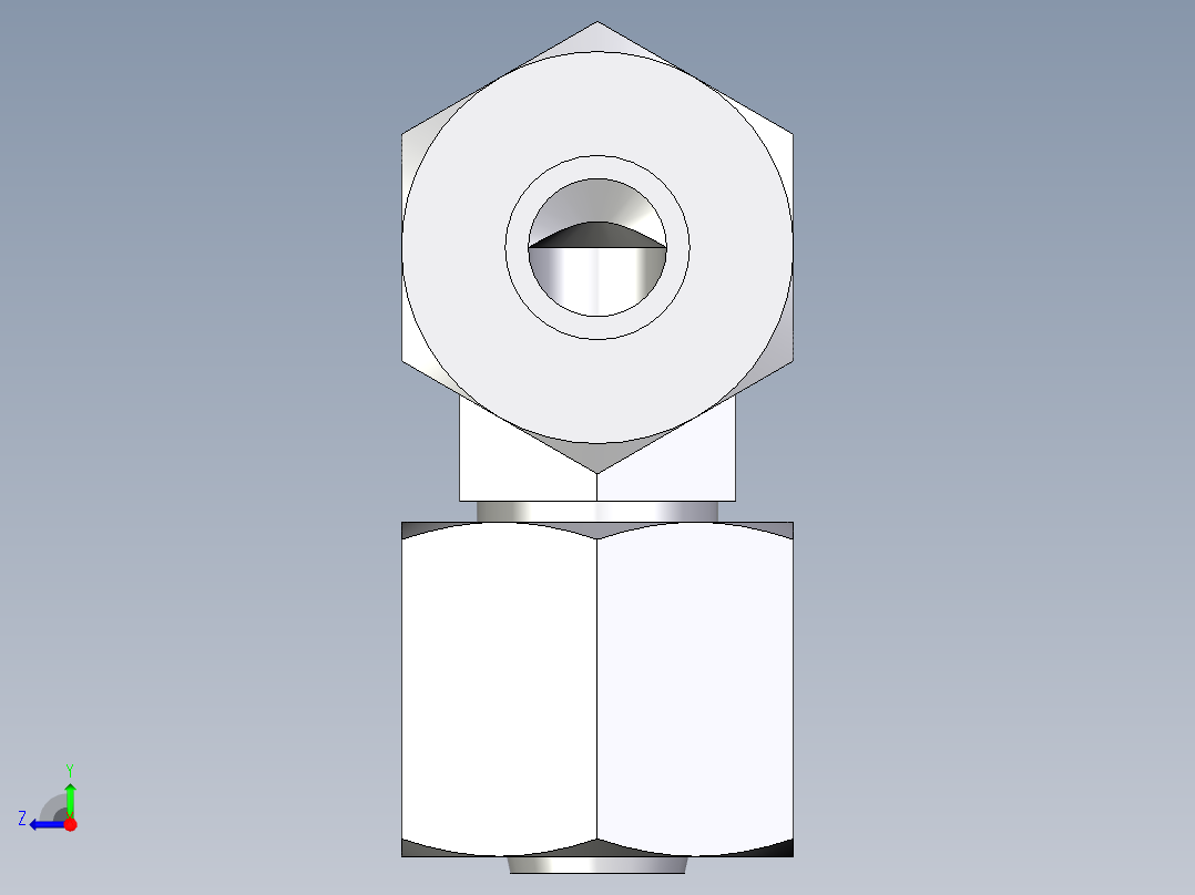 卡套式工业通用硬管接头EO_Swivel_nut_elbow_EW08ZLCF右视图
