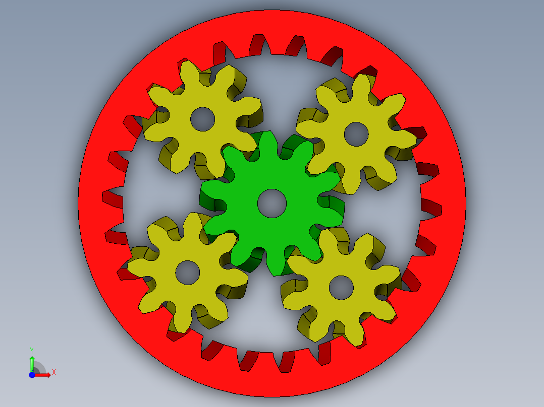 鱼骨行星齿轮机构模型3D图 多种格式前视图