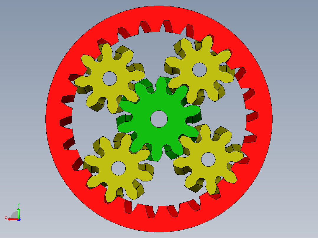 鱼骨行星齿轮机构模型3D图 多种格式后视图