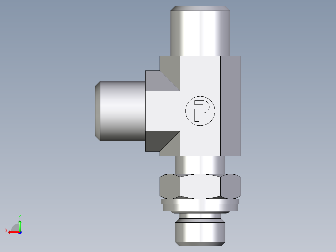 卡套式工业通用硬管接头EO_Adjustable_locknut_run_tee_LEE06LMOMDCF后视图