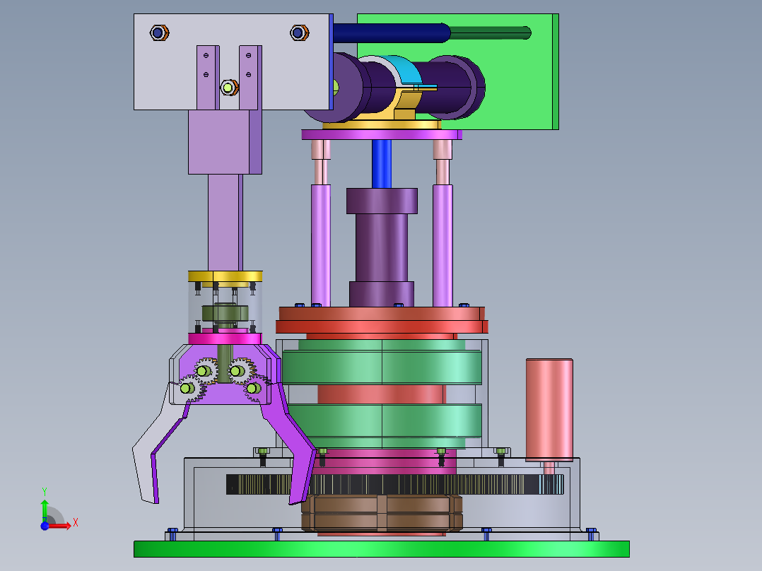 机床上下料机械手设计【含三维SW+CAD图纸+说明书】前视图