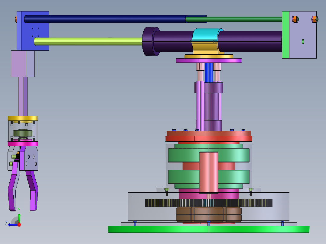 机床上下料机械手设计【含三维SW+CAD图纸+说明书】右视图