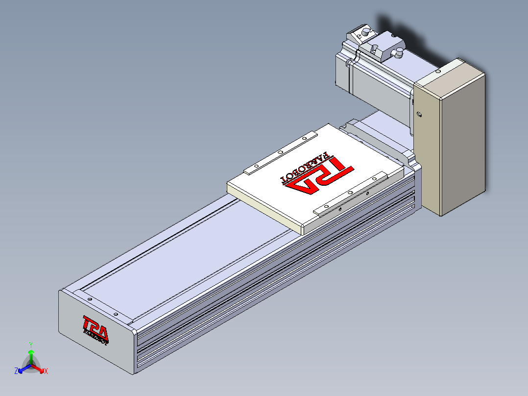 同步带全封闭直线模组TPA-HCB-110D-90-L200-LU-Y-P40-N3正等轴测图
