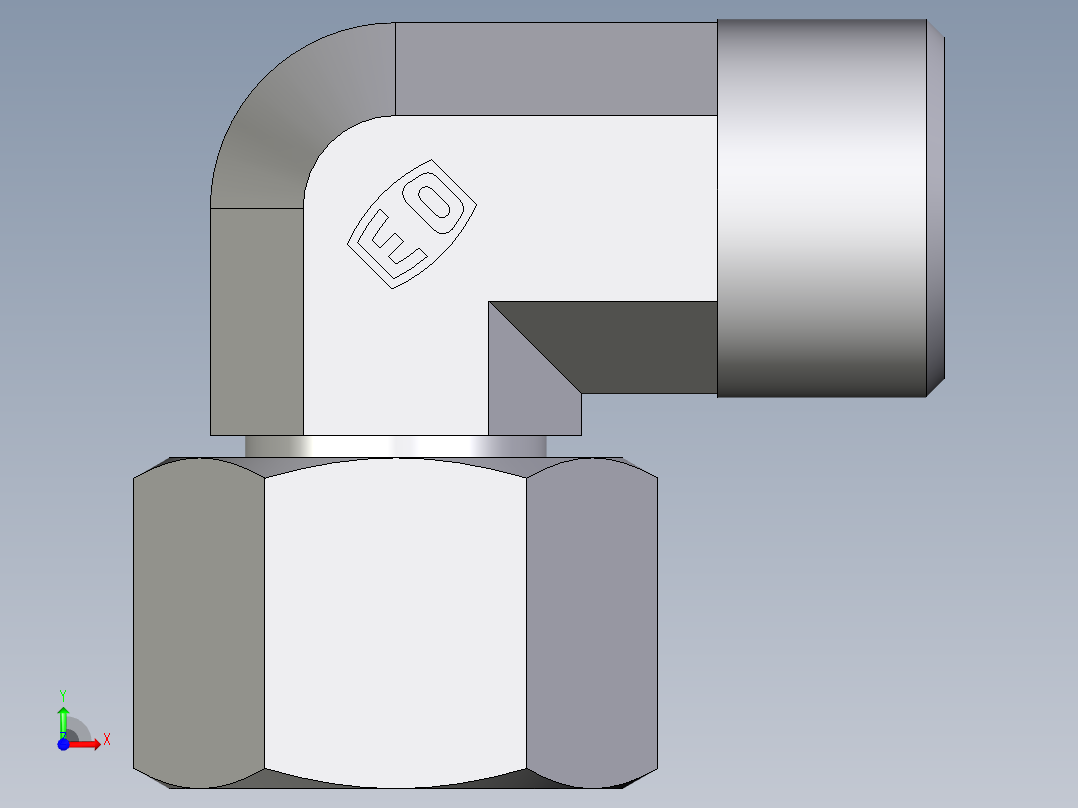 卡套式工业通用硬管接头EO_Swivel_nut_elbow_EW12SOMD71前视图