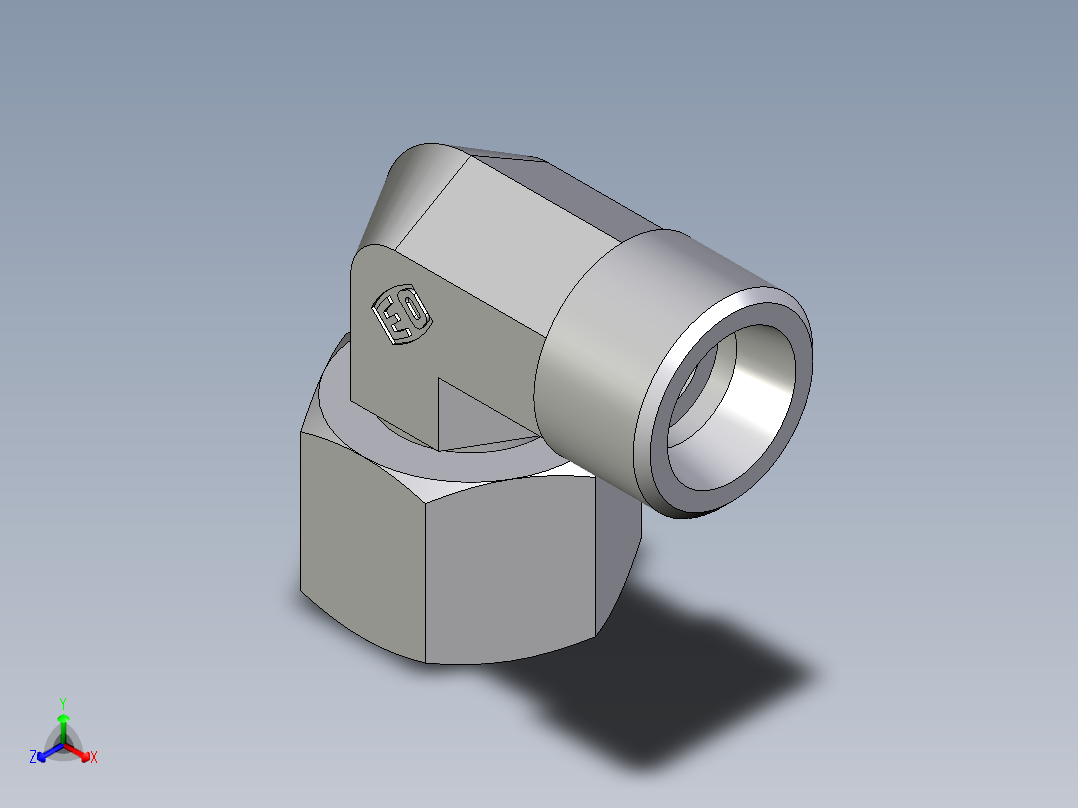 卡套式工业通用硬管接头EO_Swivel_nut_elbow_EW12SOMD71正等轴测图