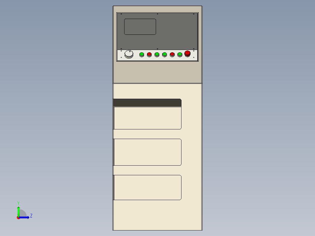 雕刻机移动控制箱左视图