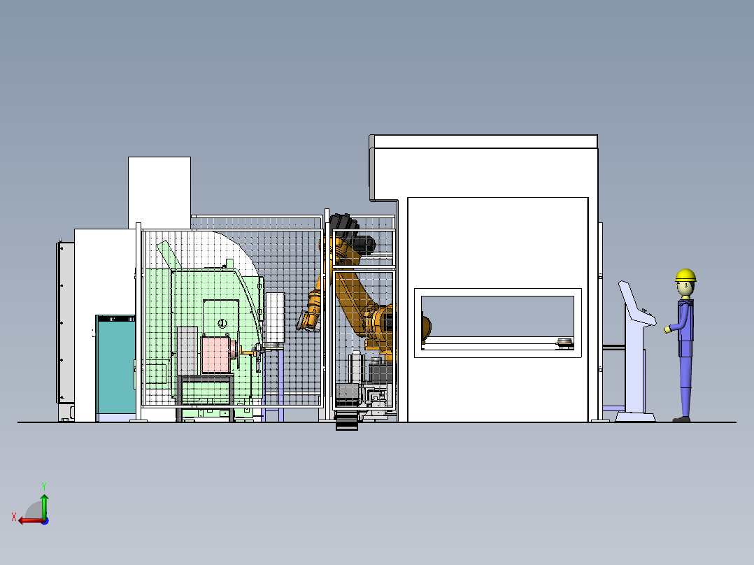 油缸盖自动化加工产线方案SW15设计后视图