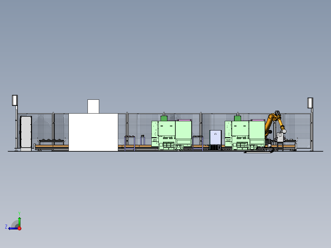 油缸盖自动化加工产线方案SW15设计右视图