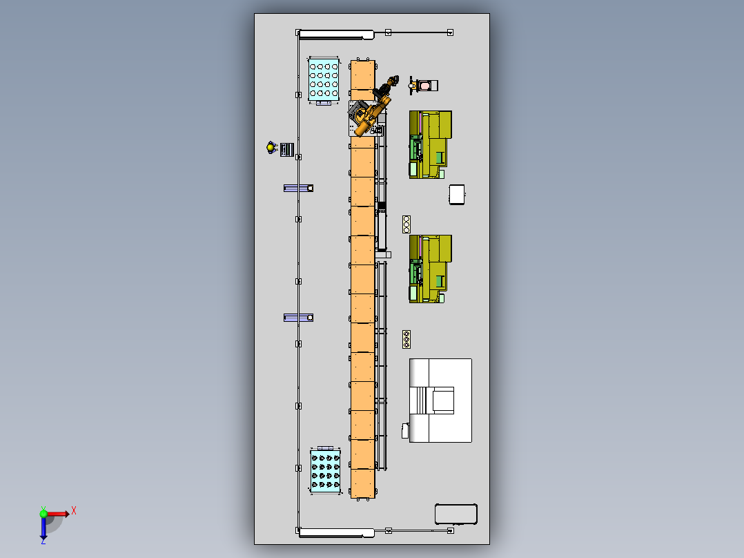 油缸盖自动化加工产线方案SW15设计俯视图