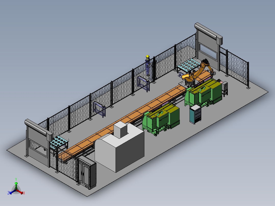 油缸盖自动化加工产线方案SW15设计正等轴测图