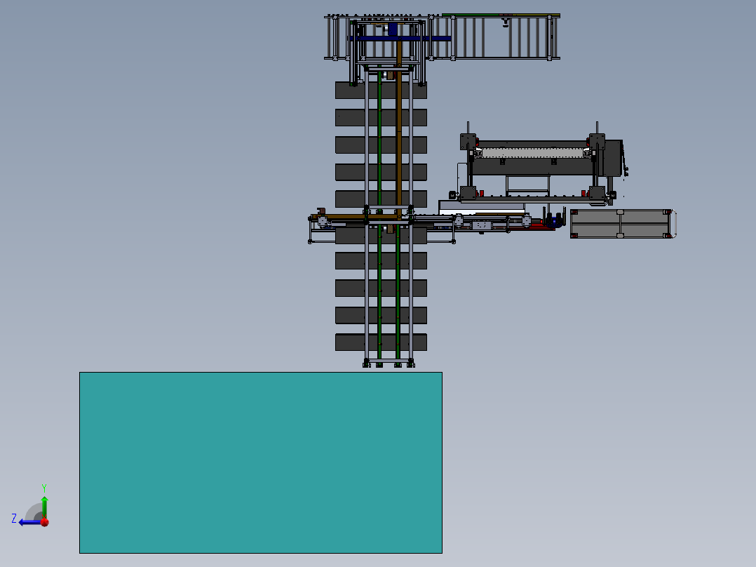 电梯门板加强筋自动放料生产线SW19设计右视图