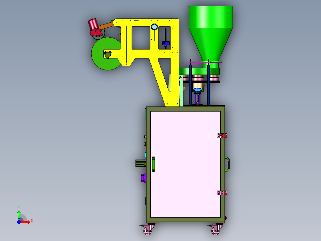 粉末粉剂长条形背封立式打包机前视图