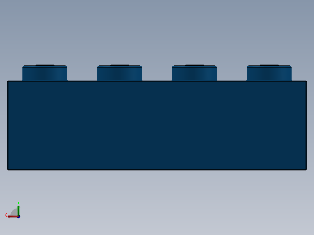 乐高套装 4421基本积木-300123 Bright Blue Brick 2 x 4.SLDPRT后视图