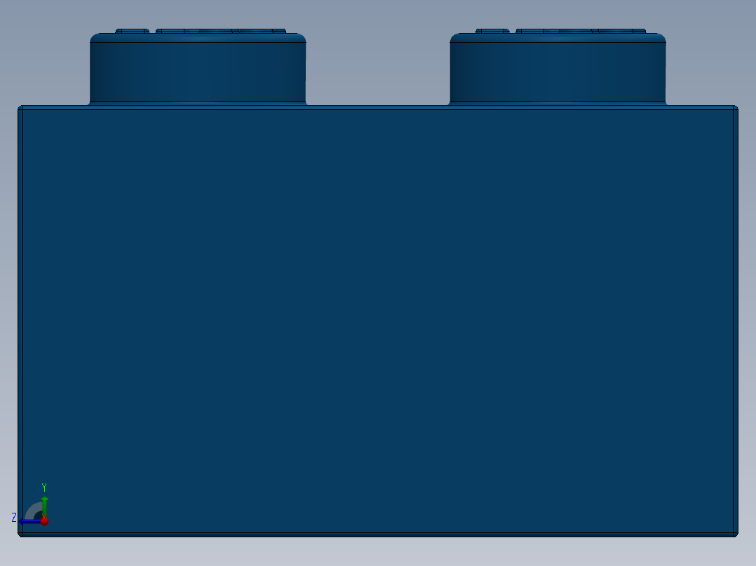 乐高套装 4421基本积木-300123 Bright Blue Brick 2 x 4.SLDPRT右视图