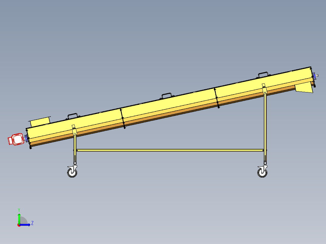 齿轮电机驱动的倾斜螺旋小麦输送器设计左视图