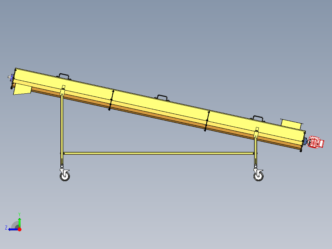 齿轮电机驱动的倾斜螺旋小麦输送器设计右视图