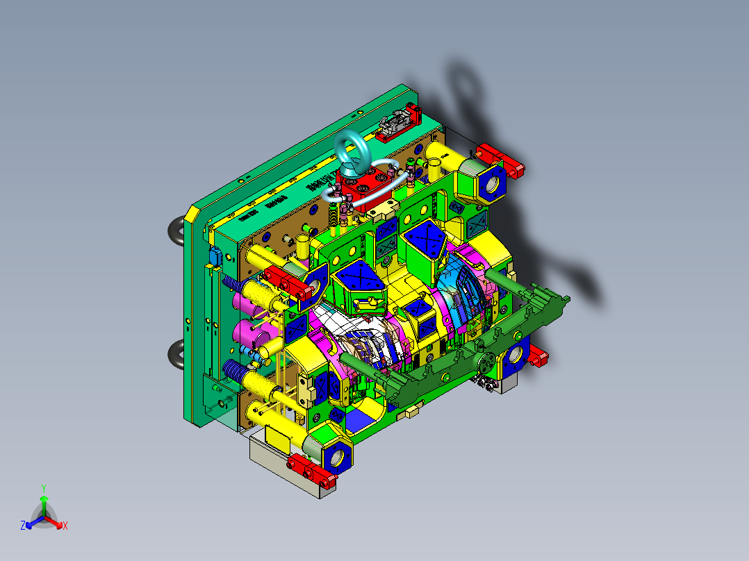 一款经典的汽车车灯配件模具3正等轴测图