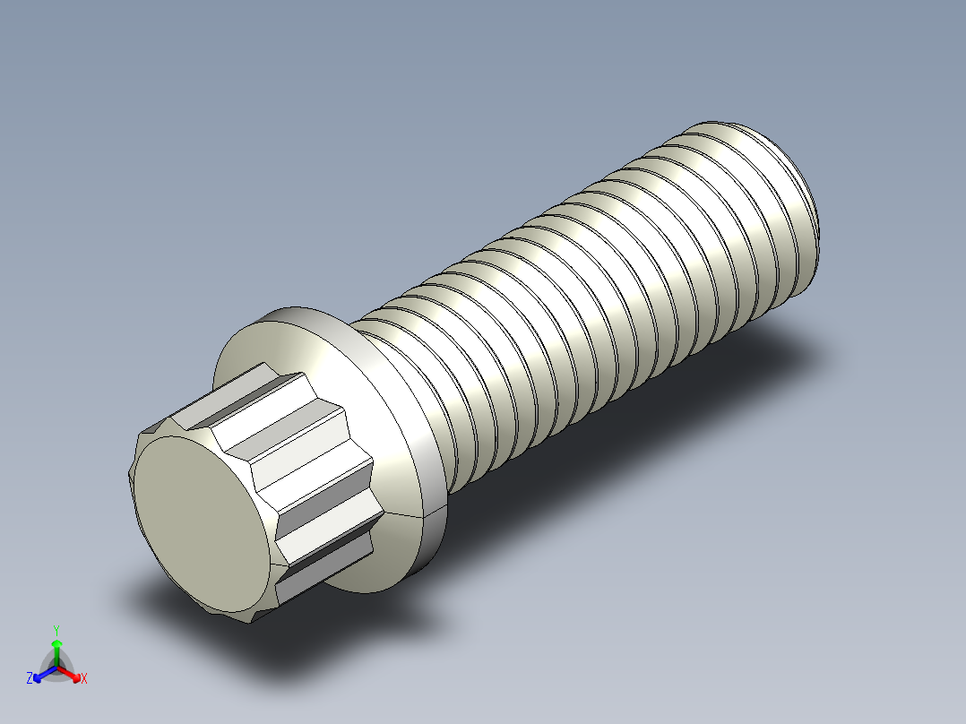 1_4in-28法兰头螺钉-1-4in-28 0.75long 12-point screws.IGS主视图