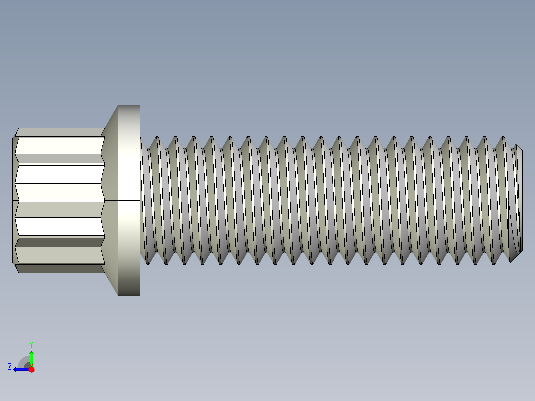 1_4in-28法兰头螺钉-1-4in-28 0.75long 12-point screws.IGS右视图