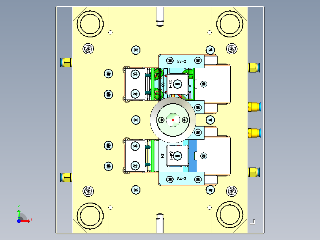 耳机-斜抽针、前后模斜滑块前视图