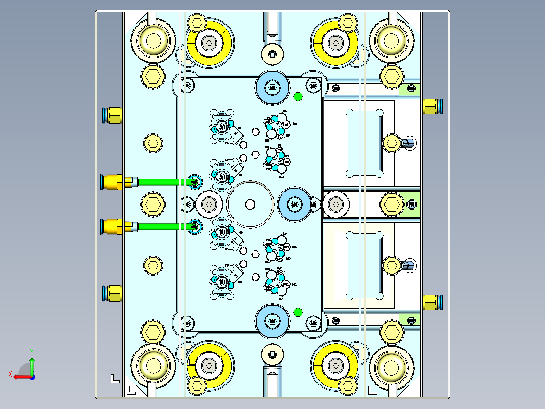 耳机-斜抽针、前后模斜滑块后视图
