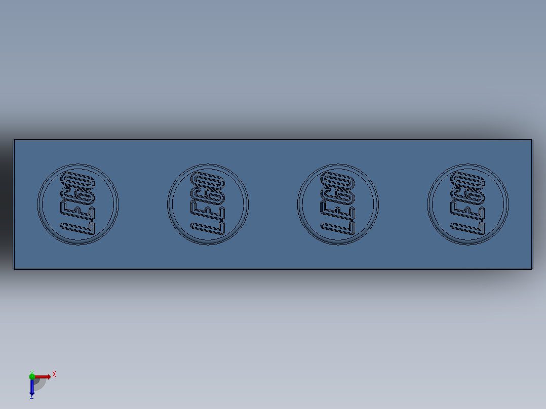 乐高套装 4421基本积木-4163696 - 3010 Medium Blue Brick 1 x 4.SLDPRT俯视图