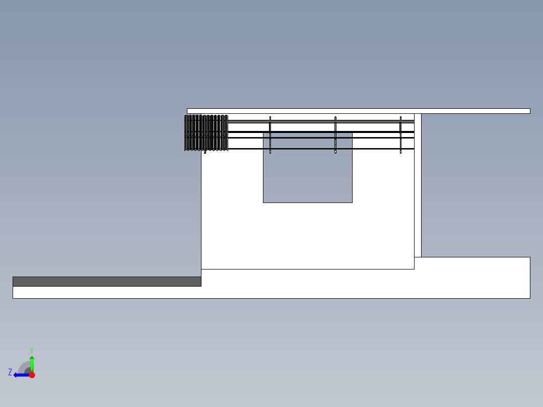 带有悬臂架的简易屋顶右视图