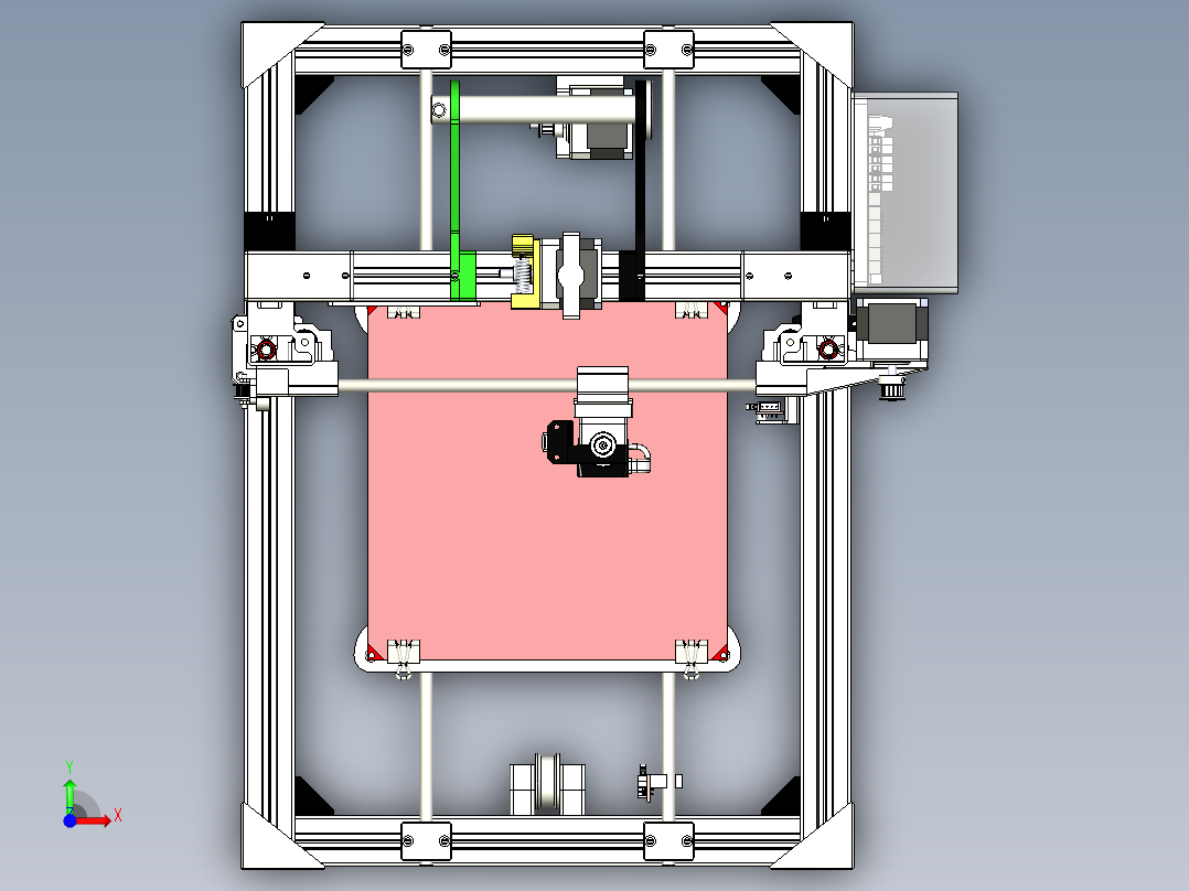 电机为 Nema 17的3d打印机前视图