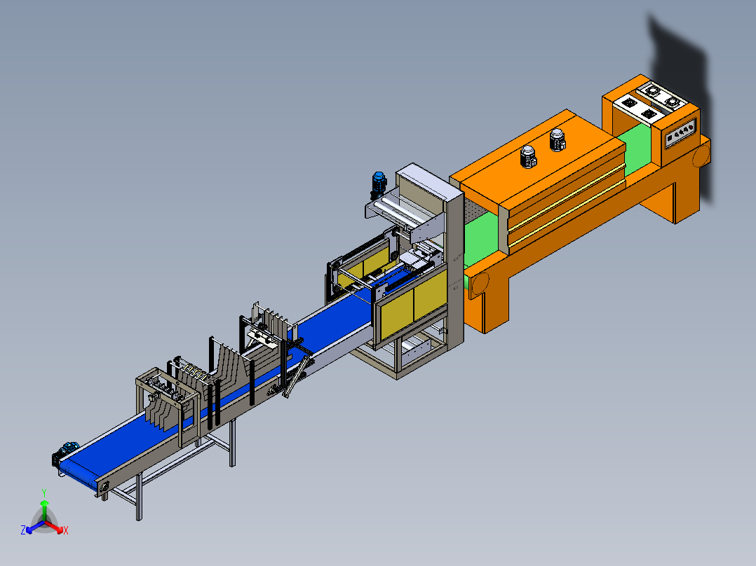 矿泉水瓶瓶装液体膜包机step正等轴测图