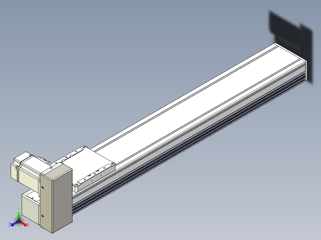 同步带全封闭直线模组TPA-HCB-105D-90-L550-RU-Y-P20-N3正等轴测图
