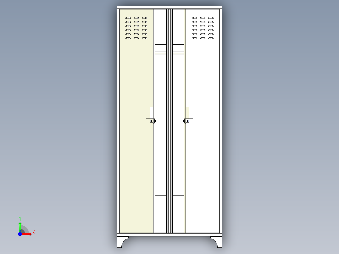 金属板衣柜前视图