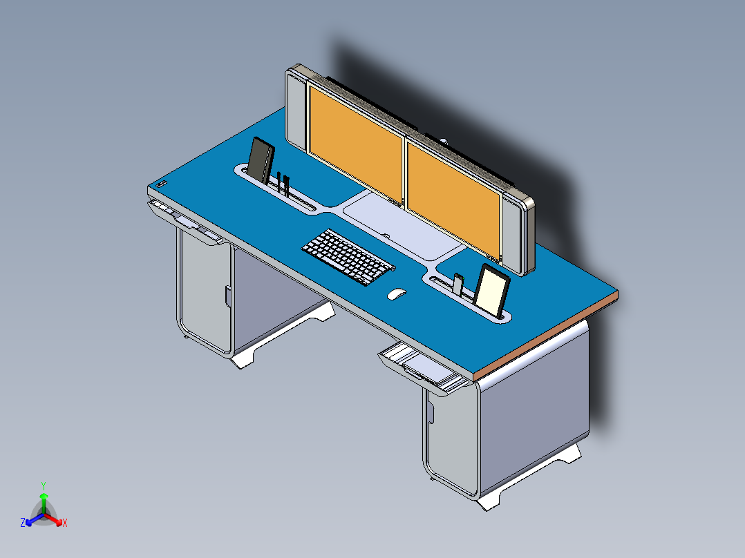 坐立两用式办公桌 IGS正等轴测图
