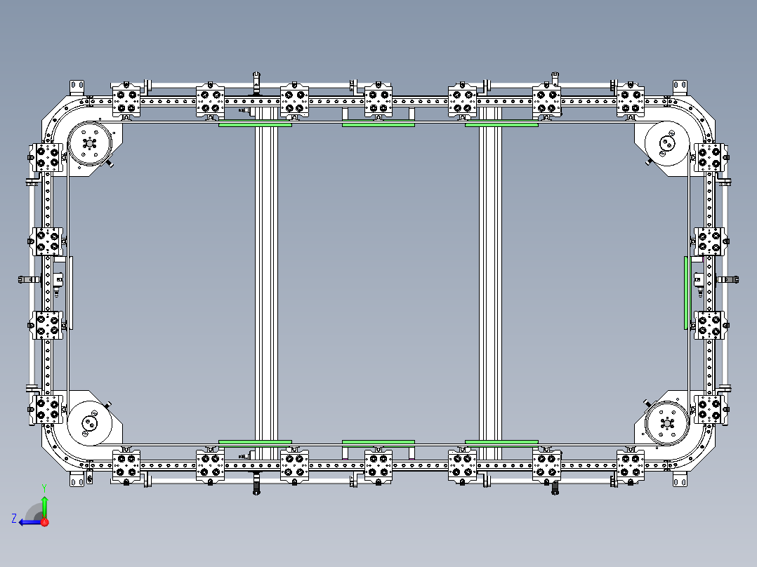 矩型同步带T23圆弧300中心距300工位数22右视图