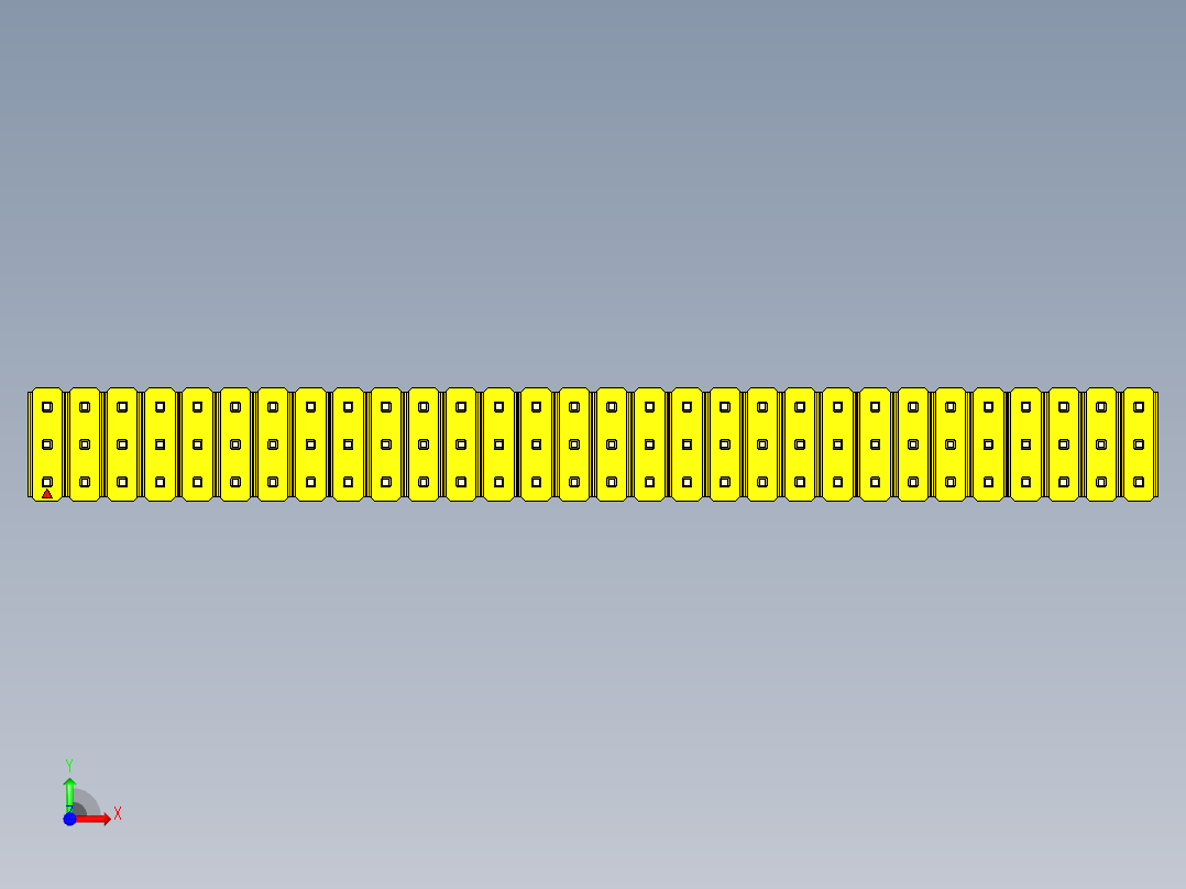 彩色公头100mil（2.54mm）系列-DS1021_yellow_3x30p_100mil_Type1_rev1.0前视图