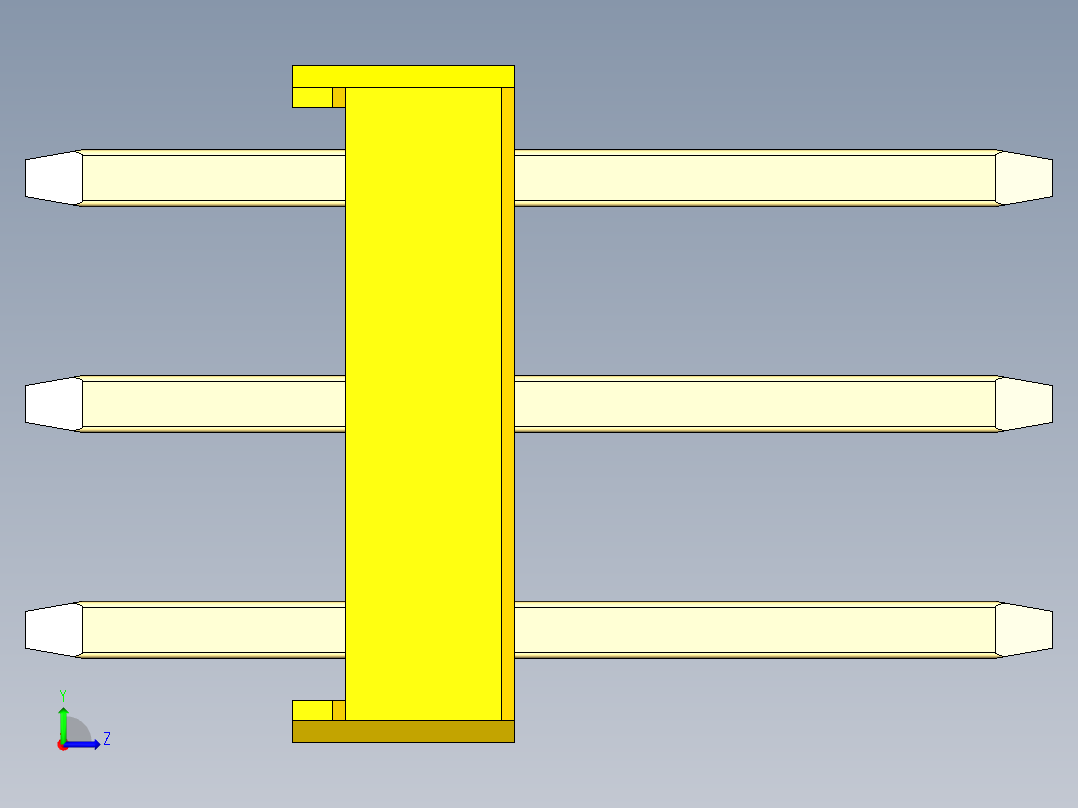 彩色公头100mil（2.54mm）系列-DS1021_yellow_3x30p_100mil_Type1_rev1.0左视图