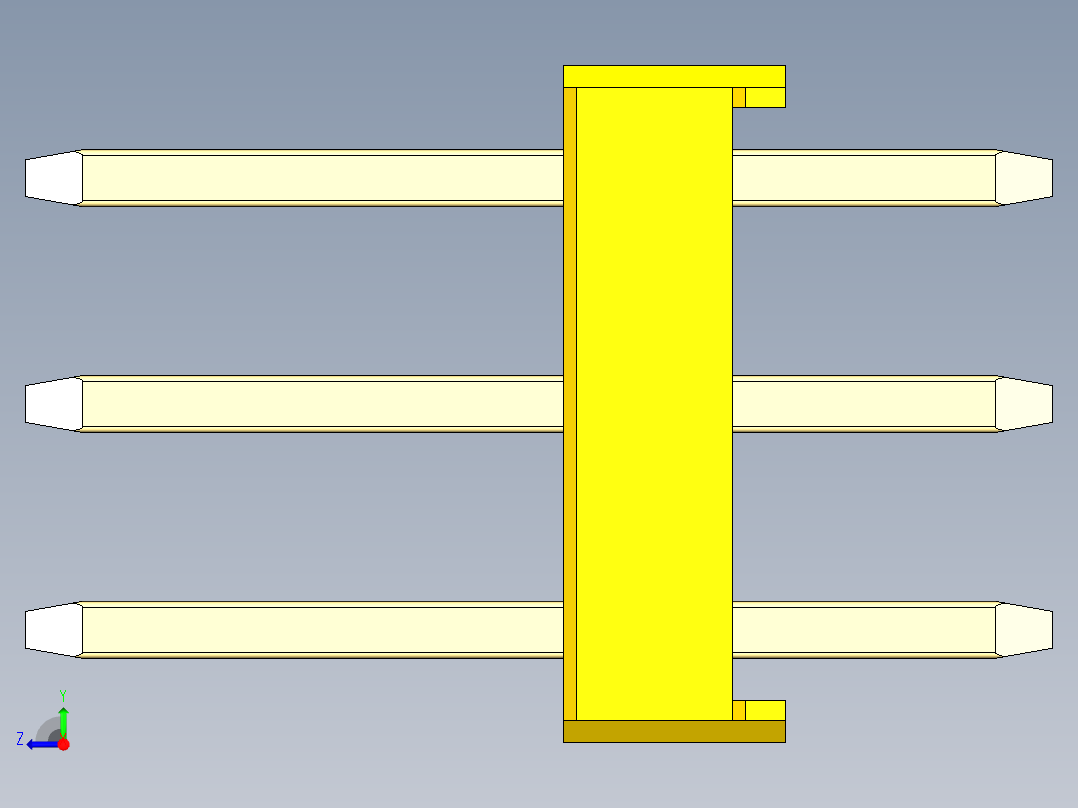 彩色公头100mil（2.54mm）系列-DS1021_yellow_3x30p_100mil_Type1_rev1.0右视图