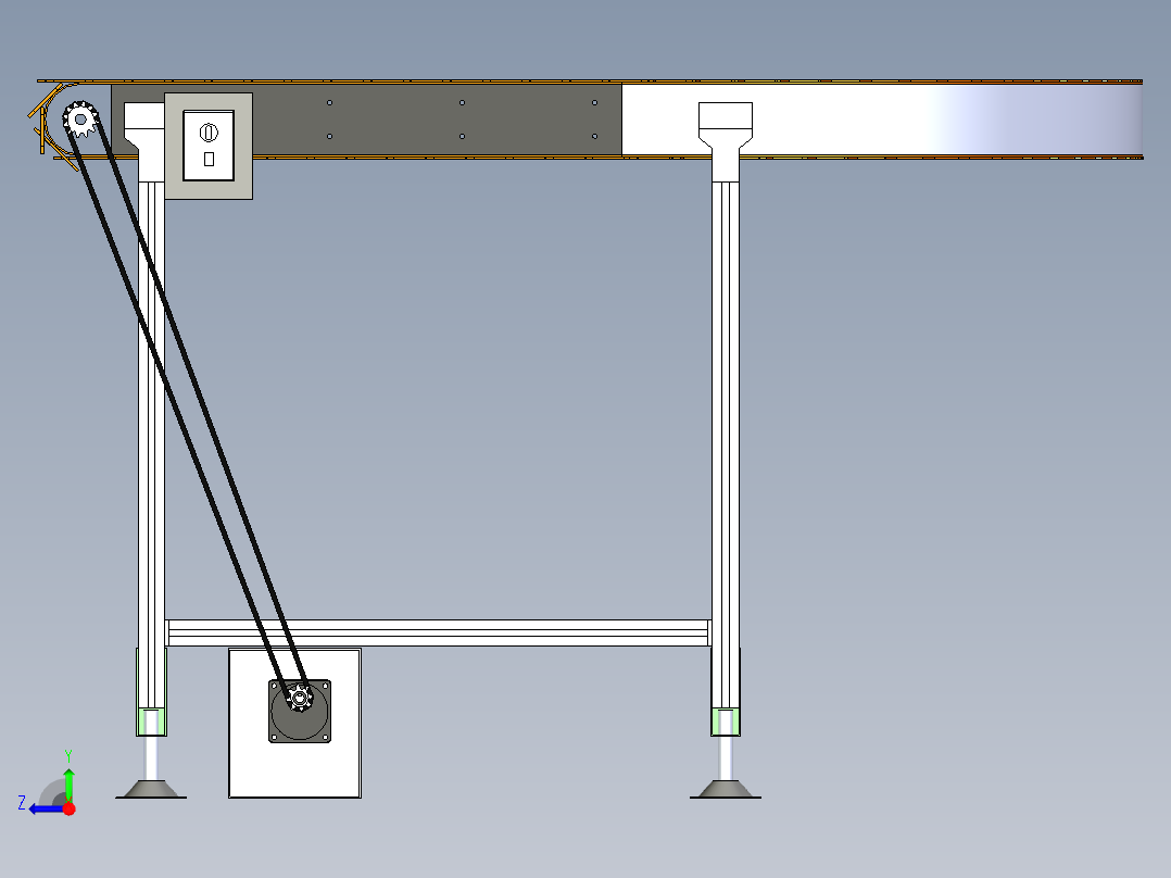 曲线U型板链输送机---x_t右视图