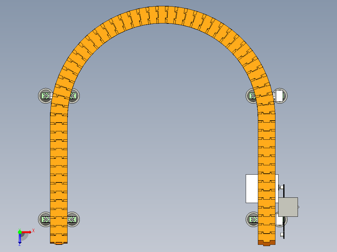 曲线U型板链输送机---x_t俯视图