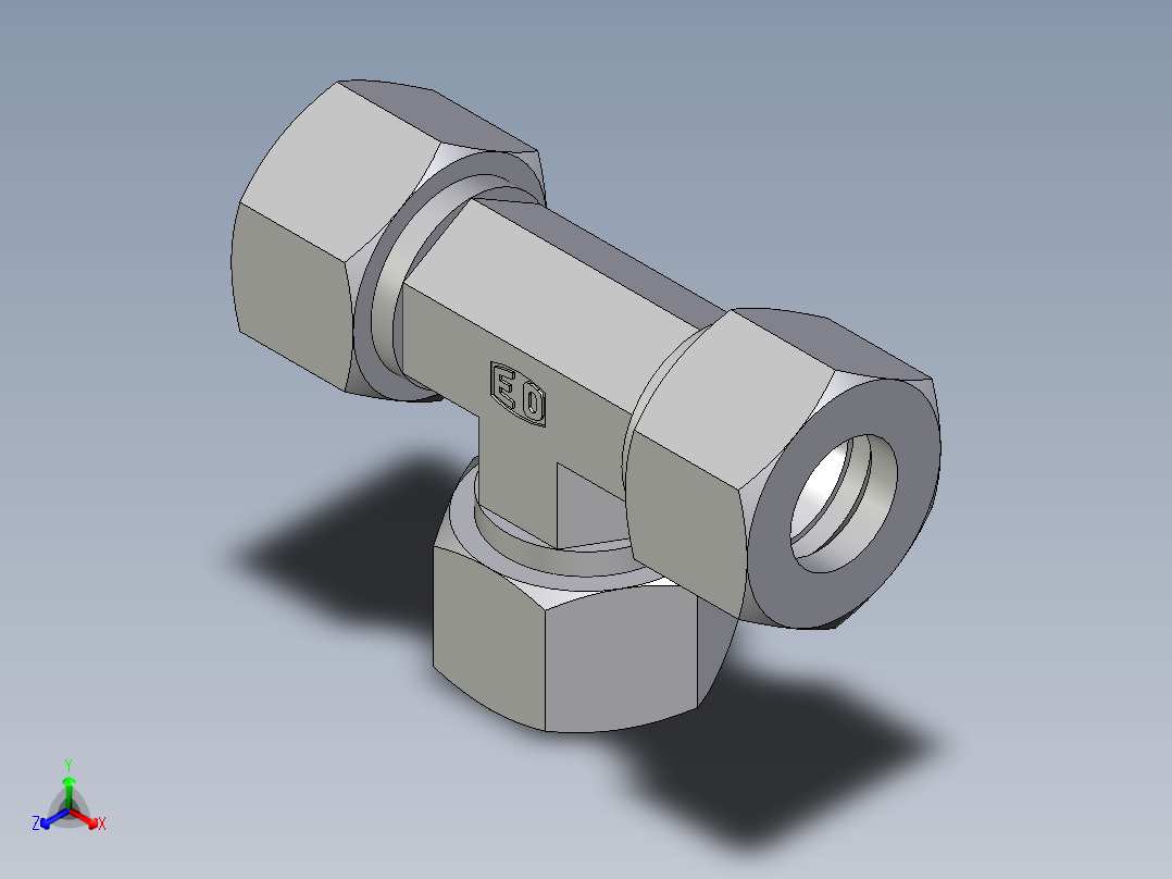 卡套式工业通用硬管接头EO_Union_tee_T15L71主视图