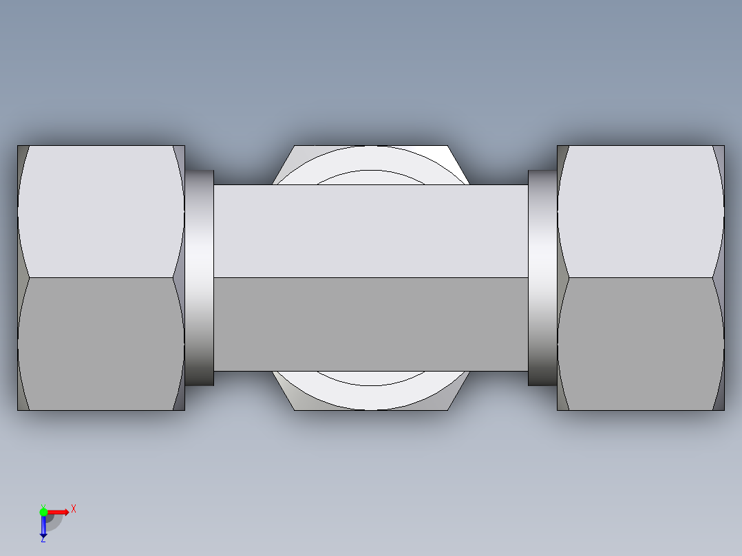 卡套式工业通用硬管接头EO_Union_tee_T15L71俯视图